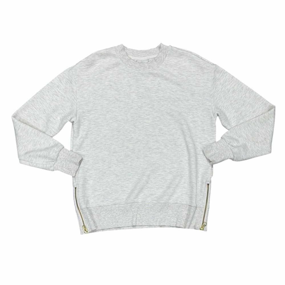 Varley Light Heather Gray Crew Neck Sweatshirt with Side Zips